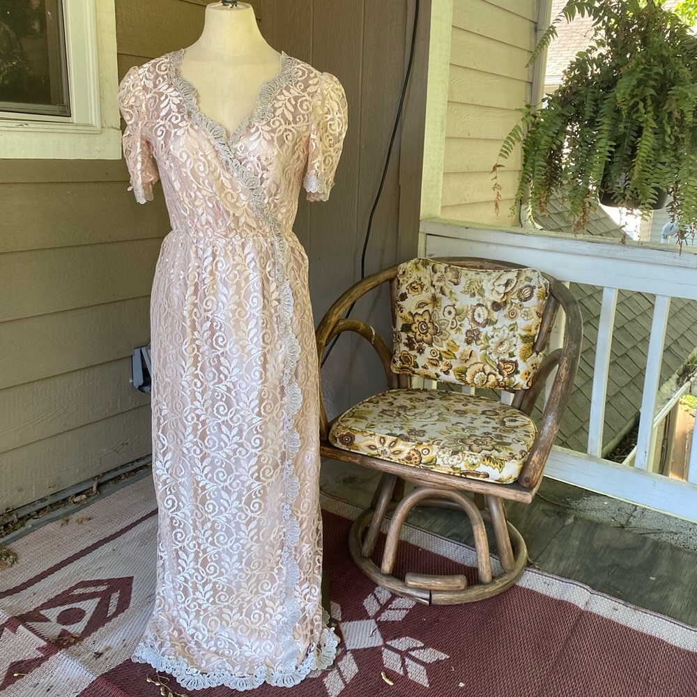 Vintage 70’s/80’s Blush Pink Lace Dress
